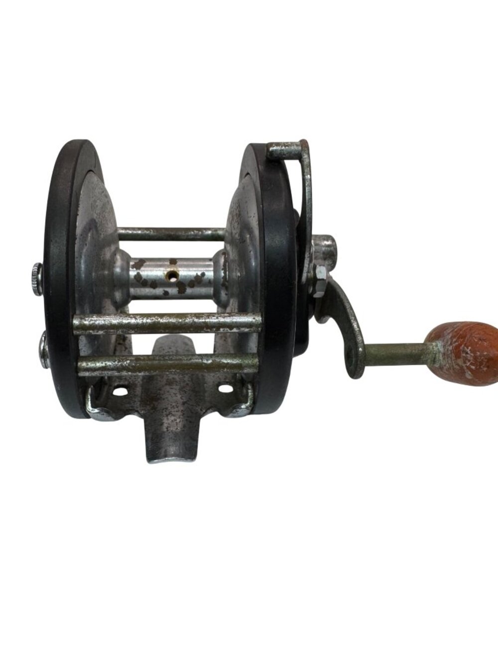 J.C. Higgins Model 311.3164 Vintage Fishing Reel Wooden Handle Saltwater Large